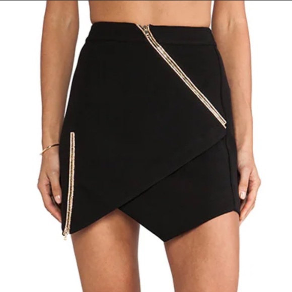 Three Floor Black “Yea Yea Yea”Asymmetrical Zipper Mini Skirt Size 0 EUC! - Picture 2 of 10